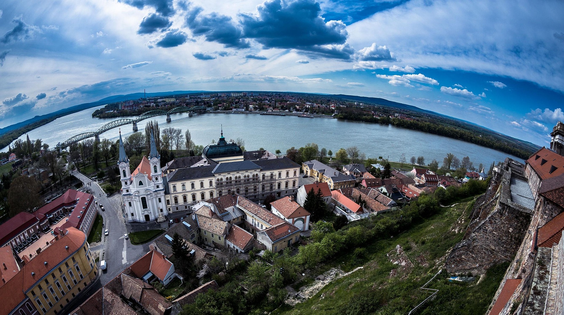 Esztergom Basilica overlooking the Danube River in Hungary