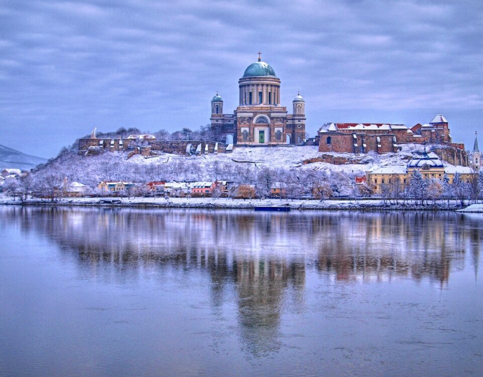 Esztergom Basilica overlooking the Danube River in Hungary