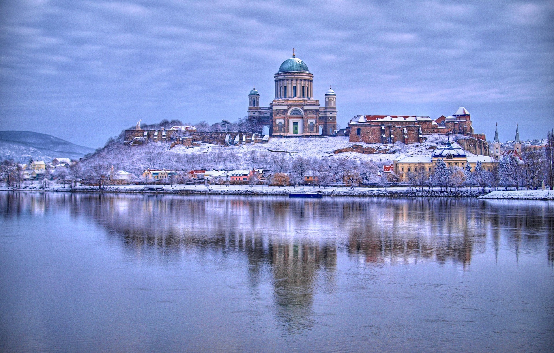 Esztergom Basilica overlooking the Danube River in Hungary