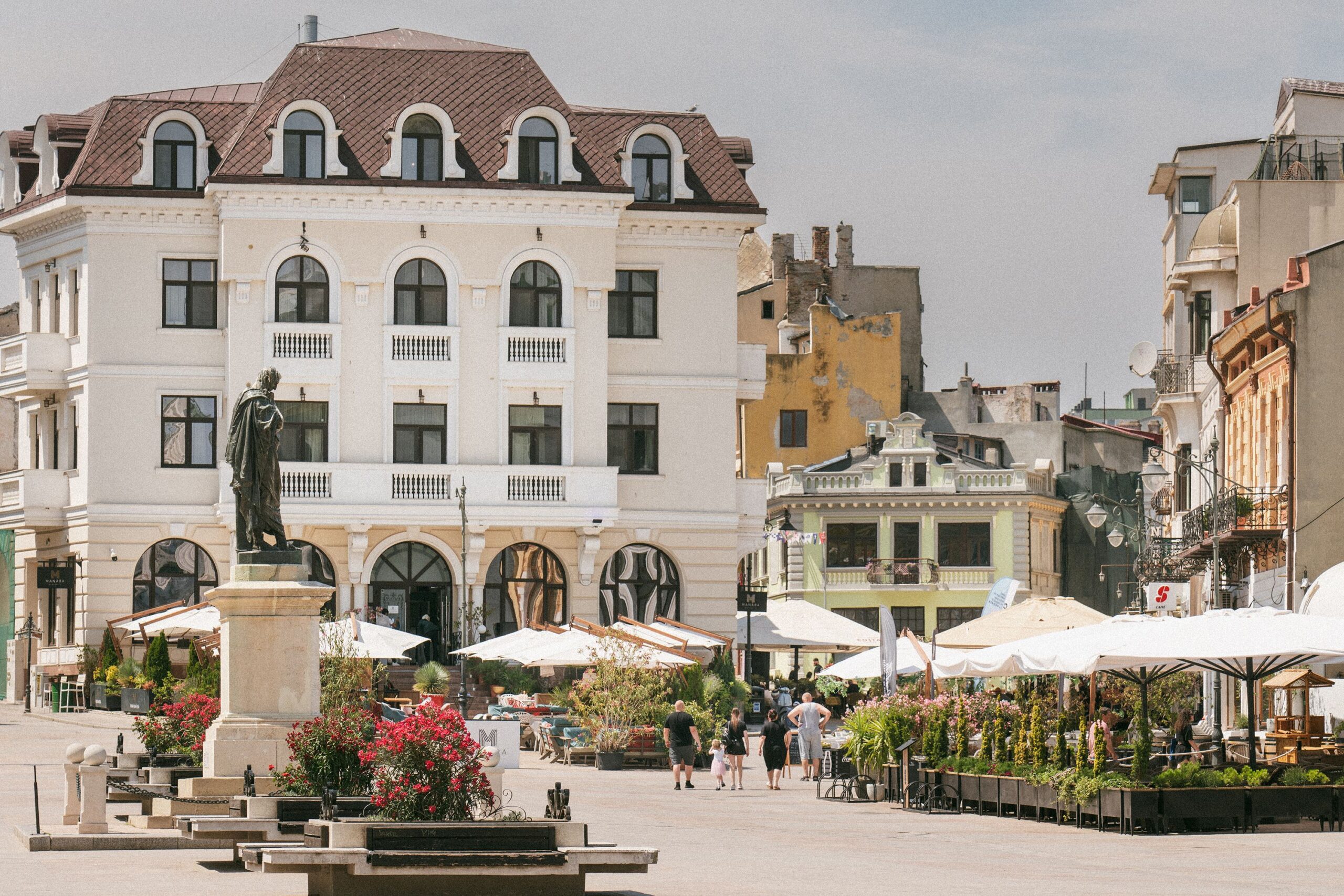 Historic Baroque city center and Széchenyi Square in Győr, Hungary