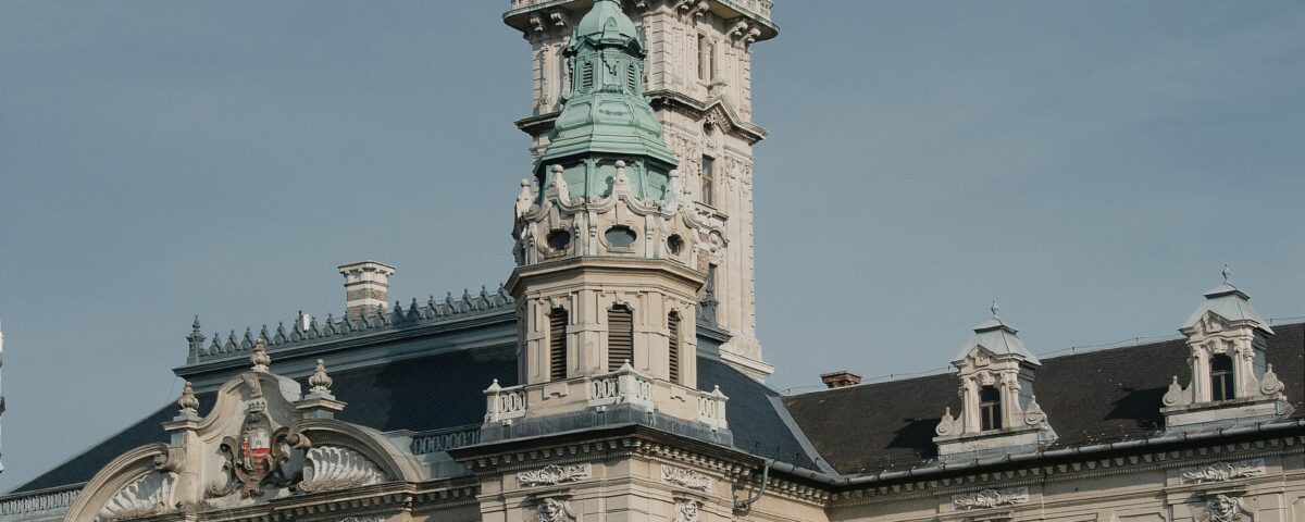Historic Baroque city center and Széchenyi Square in Győr, Hungary