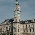 Historic Baroque city center and Széchenyi Square in Győr, Hungary