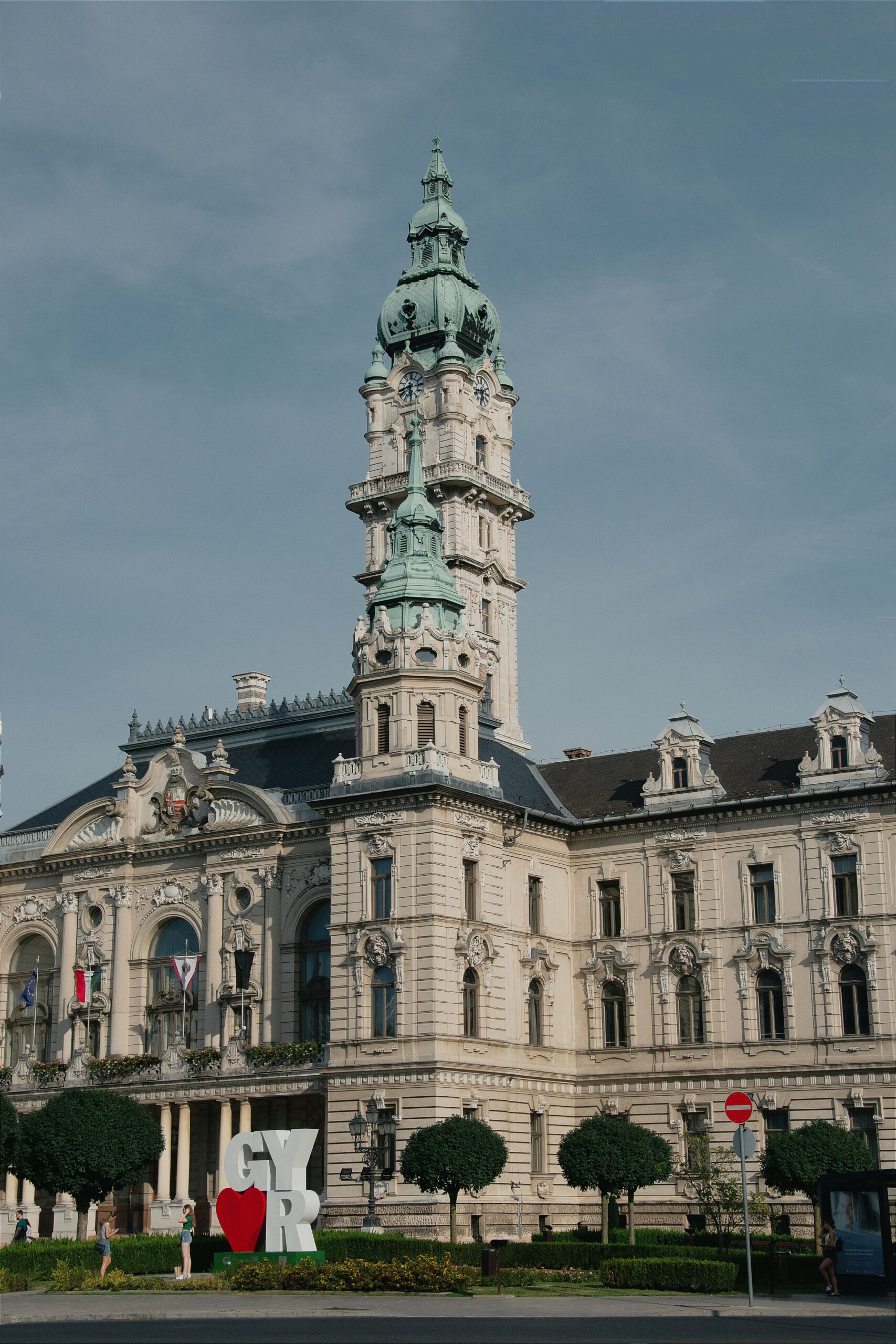 Historic Baroque city center and Széchenyi Square in Győr, Hungary